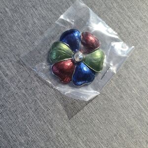 Jewel Tone Multi-color Flower Brooch Pin